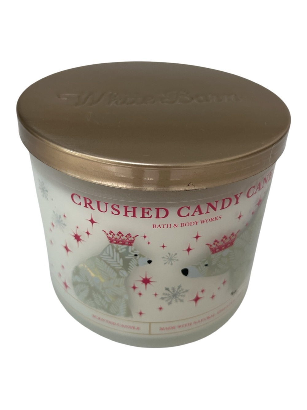 White Barn Bath & Body Works Crushed Candy Cane 3 Wick Candle NEW
